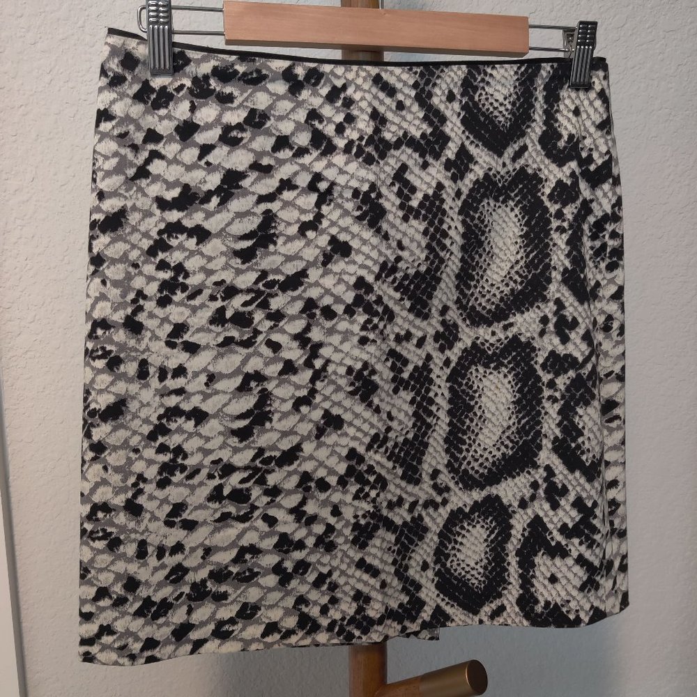 WHBM Snakeskin mini skirt.